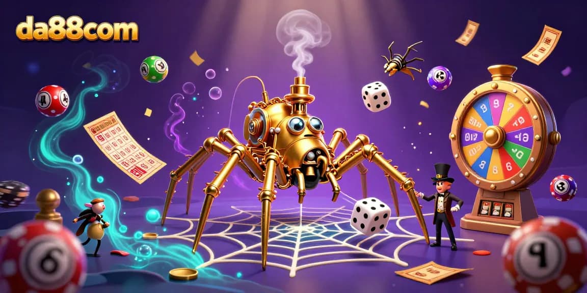 Experience da88com's thrilling lottery gaming with vibrant elements and dynamic characters.
