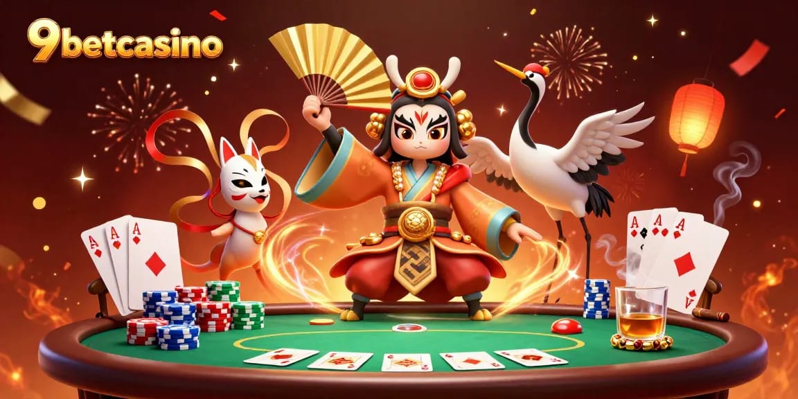 Experience the vibrant action of 9betcasino with kabuki warriors and poker thrill.