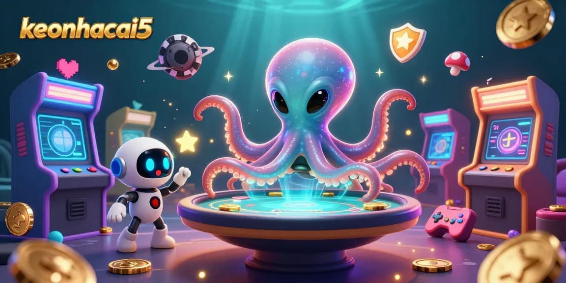 Place bets at keonhacai5 with an exciting alien octopus and poker chips come to life.