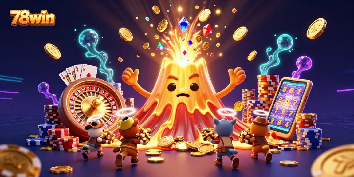 Experience thrilling wins at 78win with a dynamic casino scene filled with treasure and adventure.
