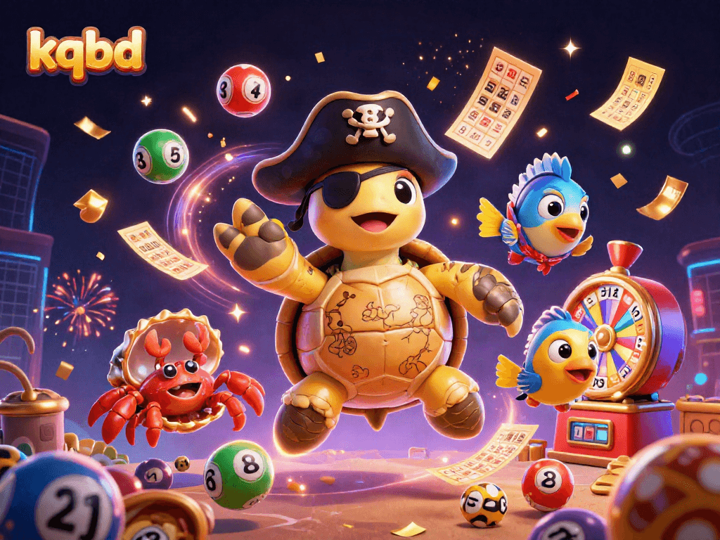 Experience excitement with kqbd as the pirate turtle and friends celebrate winning moments in a vibrant scene.