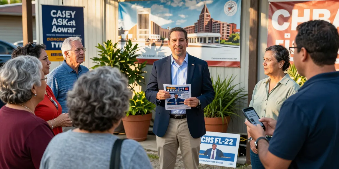 Casey Askar engaging with community members during campaign event.