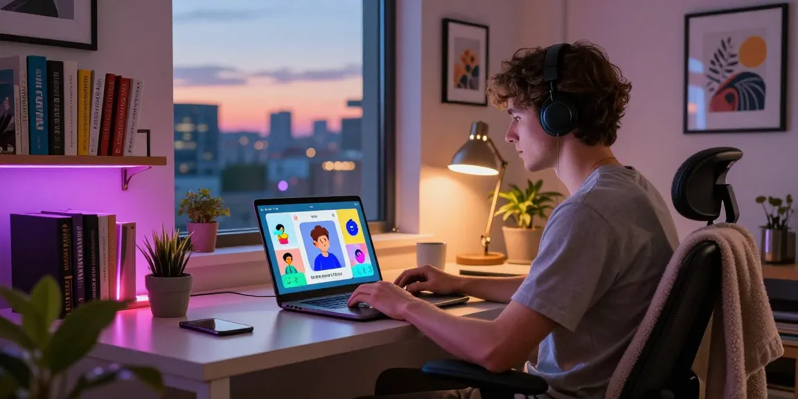 Engaging in ai chat nsfw with vibrant characters in a cozy home office.