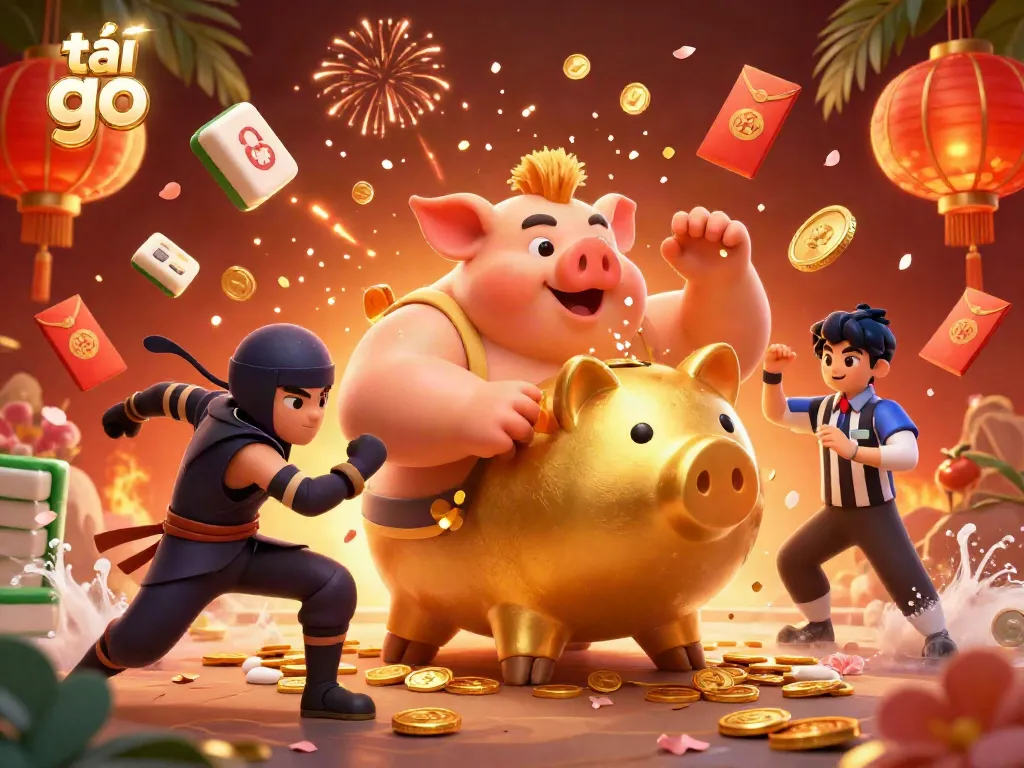 Experience vibrant gaming action with tải go 88, featuring dynamic characters and lively casino elements in stunning detail.