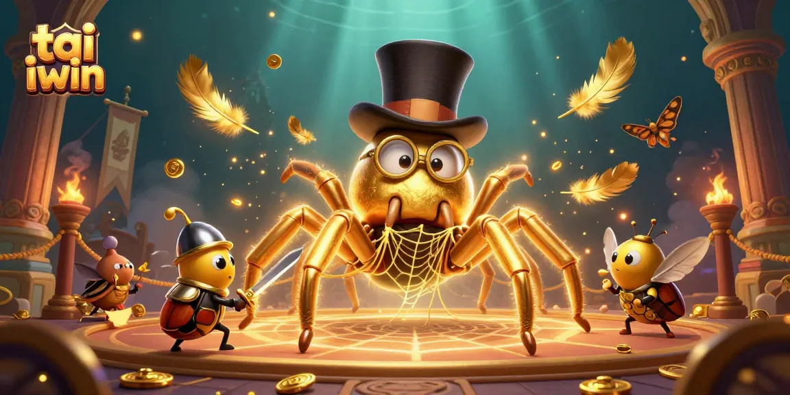 Experience tai iwin with a golden tarantula and beetle knight in an exciting casino showdown.