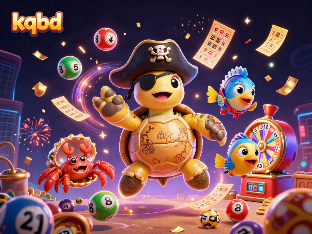 Experience excitement with kqbd as the pirate turtle and friends celebrate winning moments in a vibrant scene.