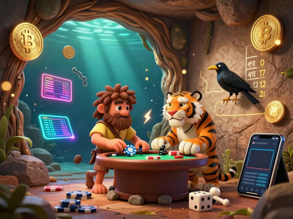 Experience 88aa's vibrant prehistoric casino scene with caveman duo and crypto elements.