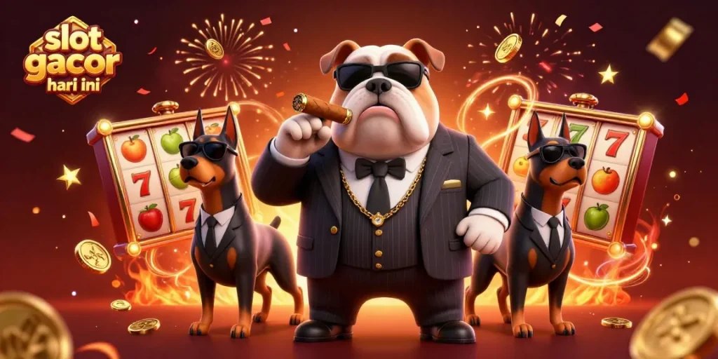 Engage in thrilling slot gacor hari ini gameplay with a vibrant casino scene featuring dynamic characters.